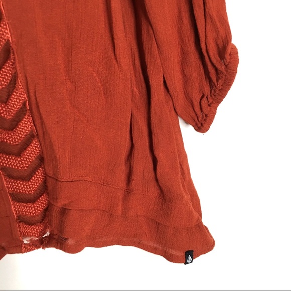 VOLCOM Burnt Orange Asymmetrical Tunic - semi-sheer - Picture 3 of 10